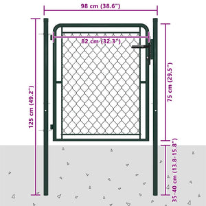 vidaXL Garden Gate Steel 100 x 75 cm Green