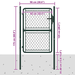 vidaXL Steel Garden Gate 100 x 125 cm Green