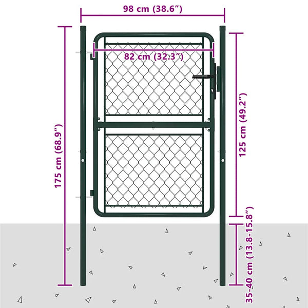vidaXL Steel Garden Gate 100 x 125 cm Green