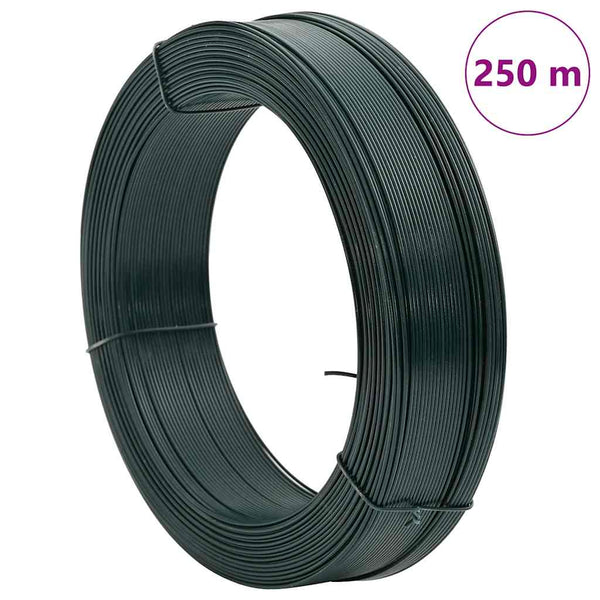Zaun-Bindedraht 250 m 2,3/3,8 mm Stahl Schwarzgrün