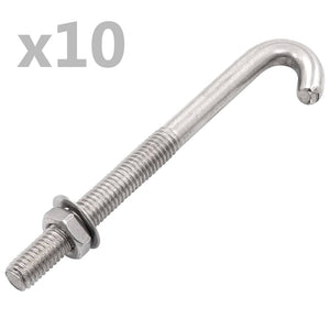 J-Ankerschraube mit Mutter Unterlegscheibe 25 Sets M8 x 100 mm