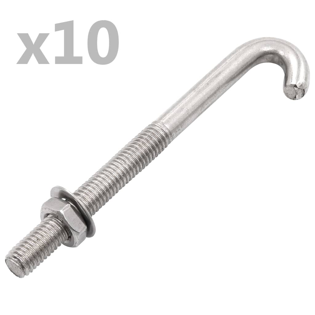 J-Ankerschraube mit Mutter Unterlegscheibe 25 Sets M8 x 100 mm