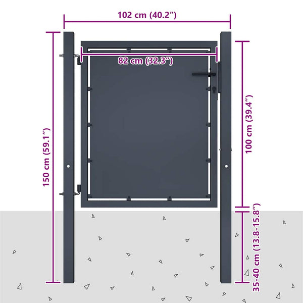 vidaXL Steel Garden Gate 100 x 100 cm Anthracite