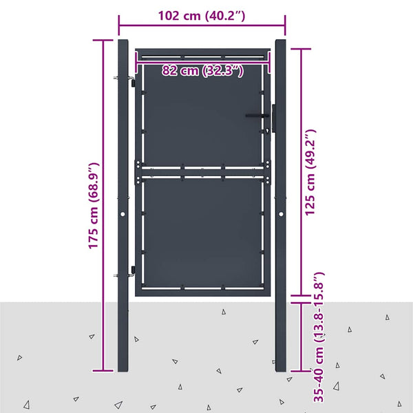vidaXL Garden Gate Steel 100 x 125 cm Anthracite