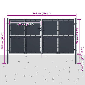 vidaXL Steel Garden Gate 300 x 200 cm Anthracite