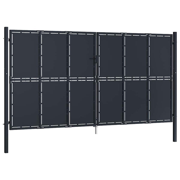 vidaXL Garden Gate Steel 400 x 175 cm Anthracite