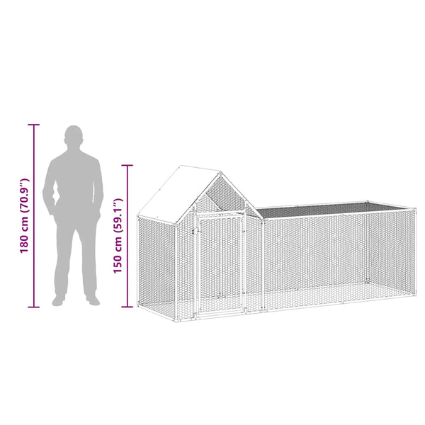 vidaXL Chicken Coop 3x1x1.5 m Galvanized Steel