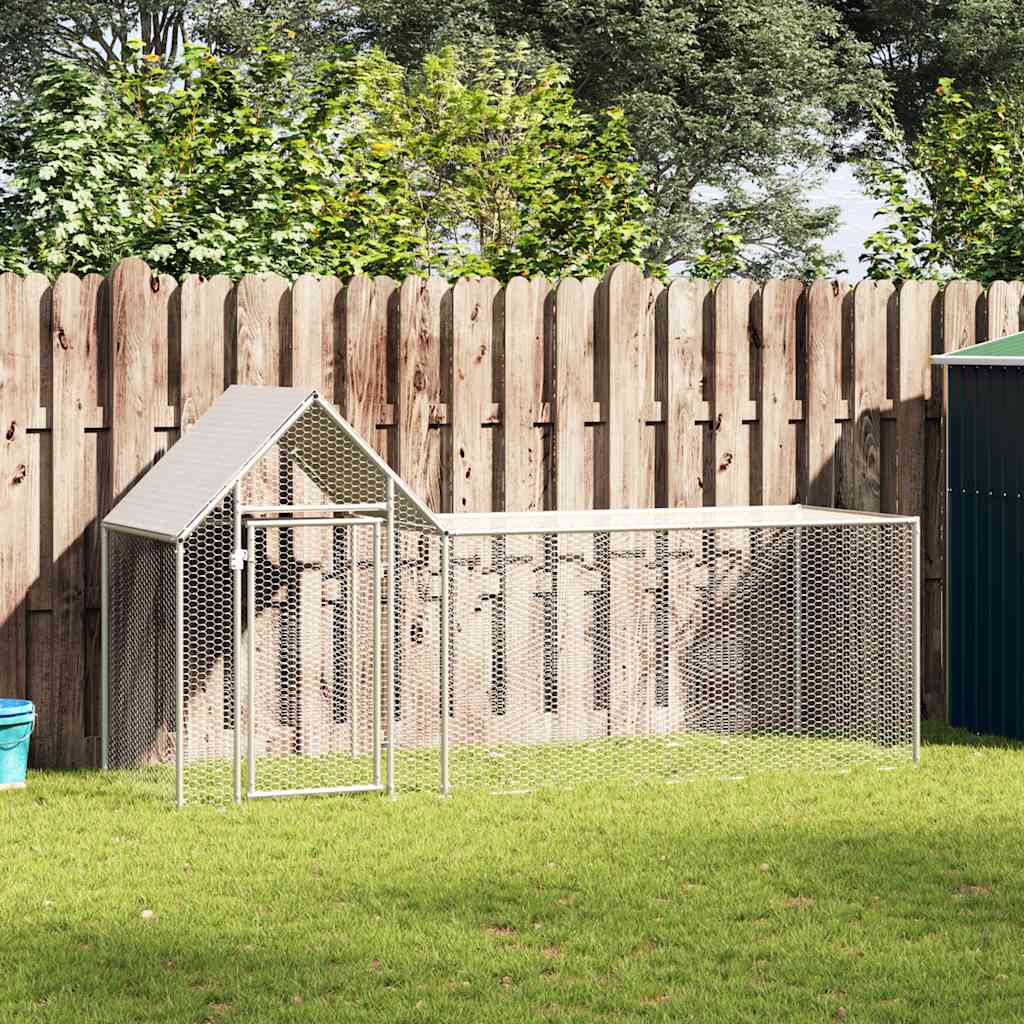 vidaXL Chicken Coop 3x1x1.5 m Galvanized Steel
