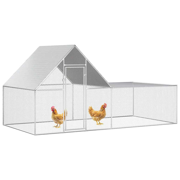 vidaXL Chicken Coop 4x2x2 m Galvanized Steel