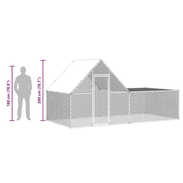 vidaXL Chicken Coop 4x2x2 m Galvanized Steel