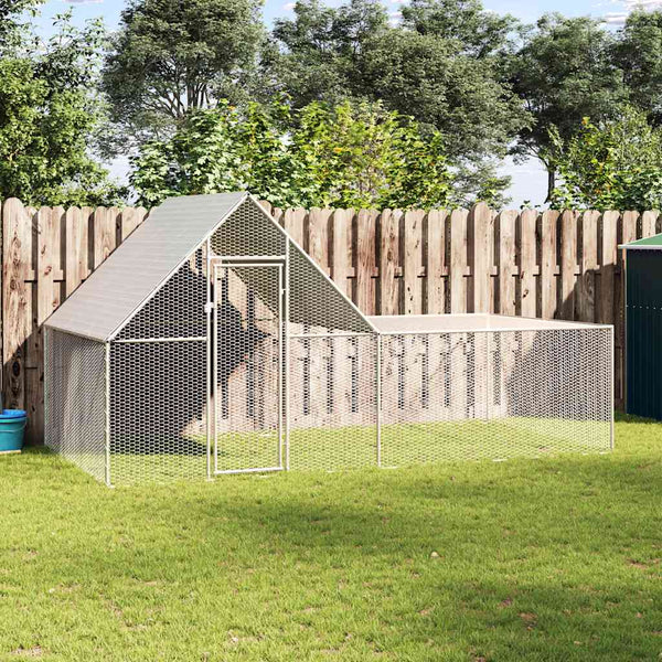 vidaXL Chicken Coop 4x2x2 m Galvanized Steel
