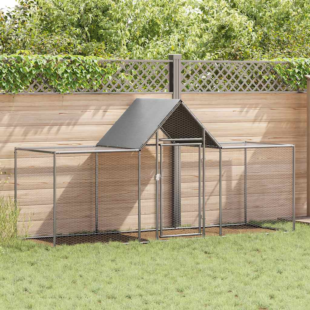 vidaXL Chicken Coop 3x1x1.5 m Galvanized Steel