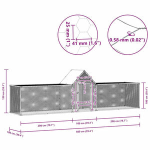 vidaXL Chicken Coop 5x1x1.5 m Galvanized Steel