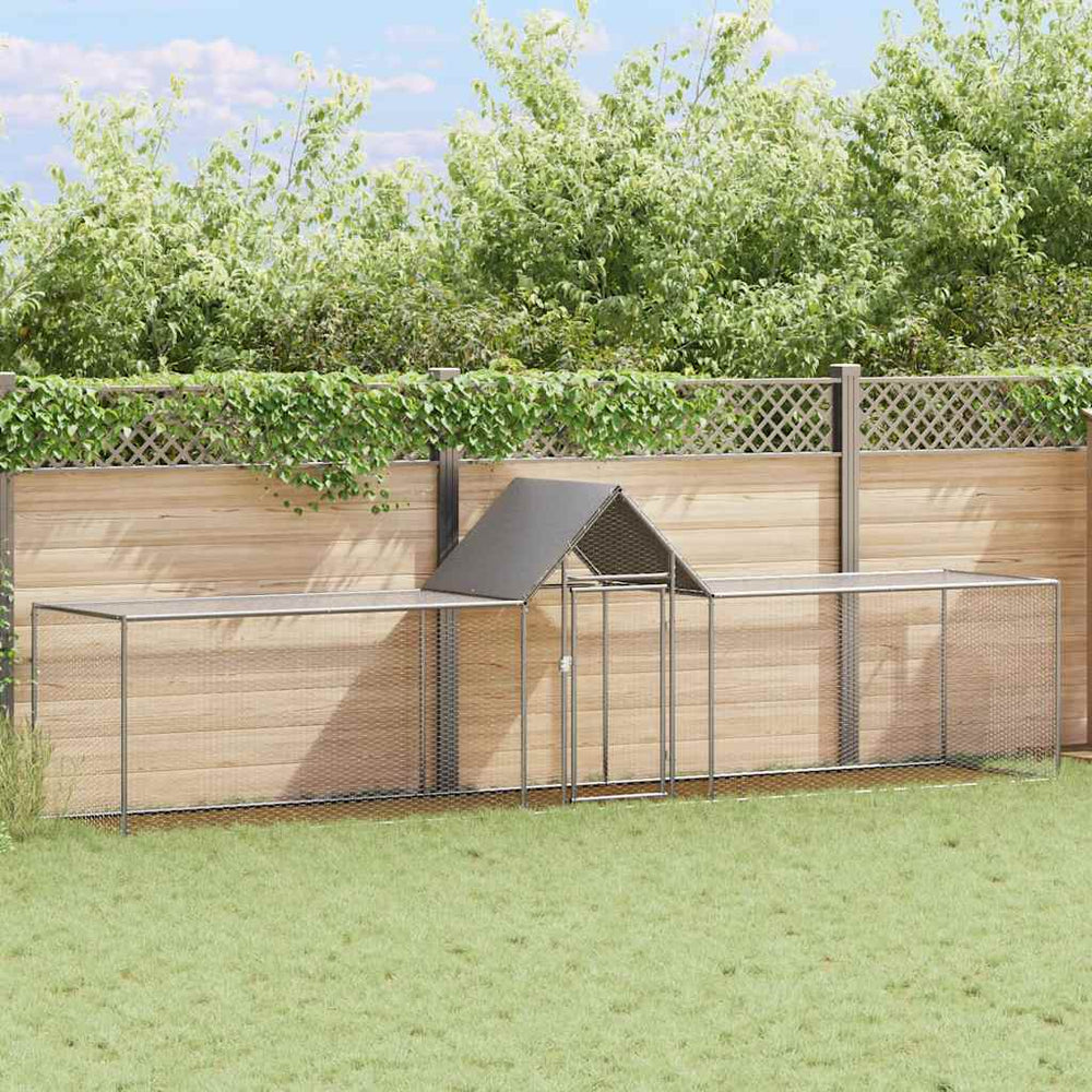 vidaXL Chicken Coop 5x1x1.5 m Galvanized Steel