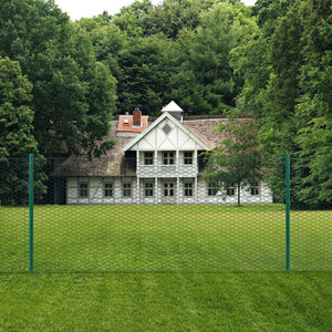 vidaXL Chain Link Fence with Posts Steel 25 x 0.5 m Green