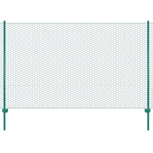 vidaXL Chain Link Fence with Posts Steel 25 x 1.5 m Green