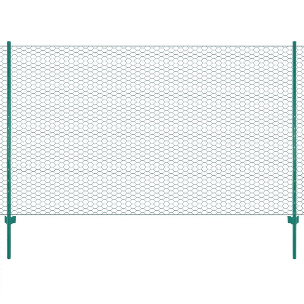 vidaXL Chain Link Fence with Posts Steel 25 x 1.5 m Green