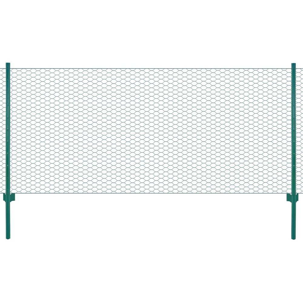 vidaXL Chain Link Fence with Posts Steel 25 x 0.75 m Green