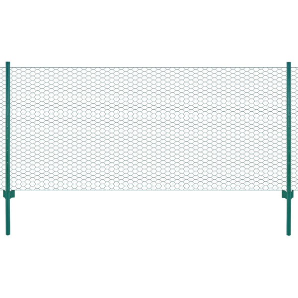 vidaXL Chain Link Fence with Posts Steel 25 x 0.75 m Green