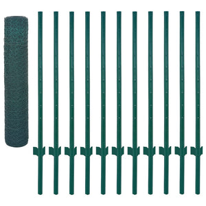 vidaXL Chain Link Fence with Posts Steel 25 x 0.75 m Green