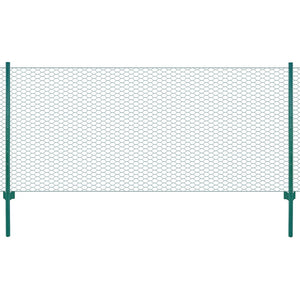 vidaXL Chain Link Fence with Posts Steel 25 x 1 m Green