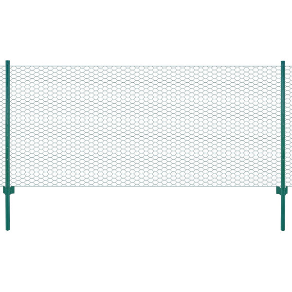 vidaXL Chain Link Fence with Posts Steel 25 x 1 m Green