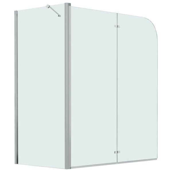 vidaXL Bathtub Screen 2-Fold Tempered Glass 120x68x130 cm