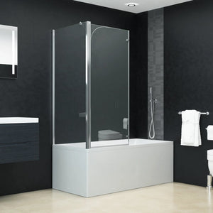 vidaXL Bathtub Screen 2-Fold Tempered Glass 120x68x130 cm
