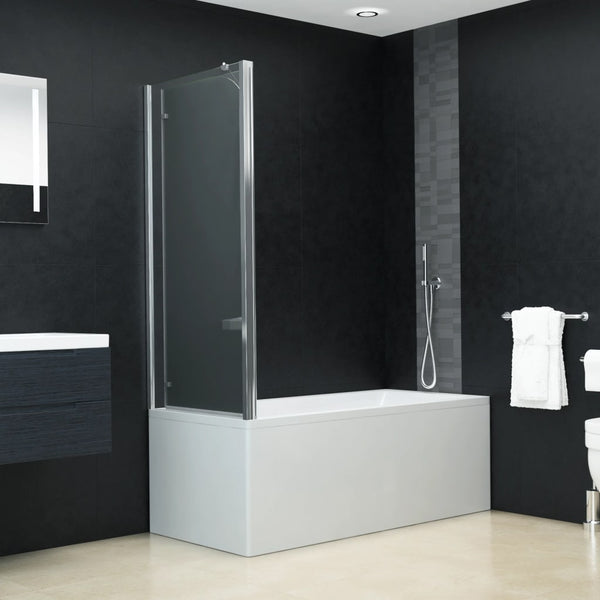 vidaXL Bathtub Screen 2-Fold Tempered Glass 120x68x130 cm