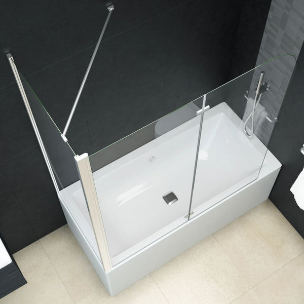 vidaXL Bathtub Screen 2-Fold Tempered Glass 120x68x130 cm