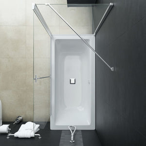 vidaXL Bathtub Screen 2-Fold Tempered Glass 120x68x130 cm