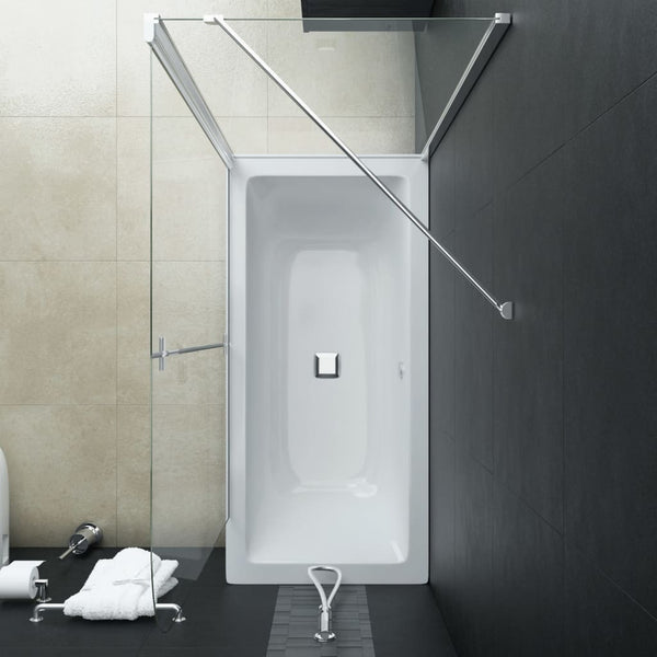 vidaXL Bathtub Screen 2-Fold Tempered Glass 120x68x130 cm
