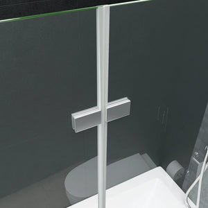 vidaXL Bathtub Screen 2-Fold Tempered Glass 120x68x130 cm