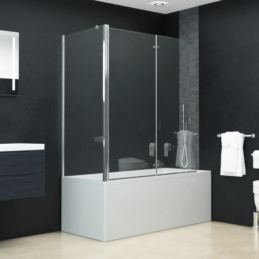 vidaXL Bathtub Screen 2-Fold Tempered Glass 120x68x130 cm