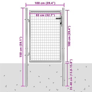 vidaXL Garden Gate Galvanised Steel 100 x 100 cm Silver