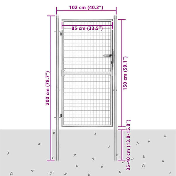 vidaXL Garden Gate Galvanised Steel 100 x 150 cm Silver