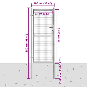 vidaXL Garden Gate Galvanized Steel 100 x 200 cm Silver