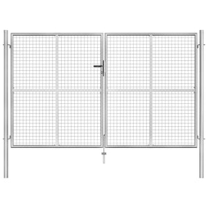 vidaXL Garden Gate Galvanized Steel 306 x 200 cm Silver