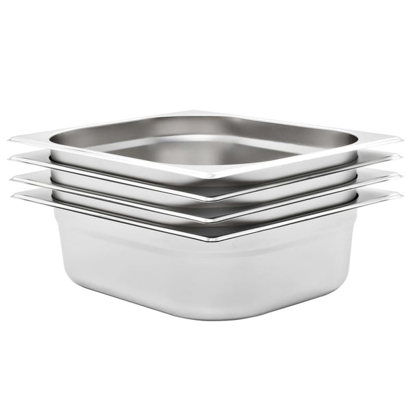 vidaXL Gastronorm Containers 4 pcs. GN 1/2 100 mm Stainless Steel