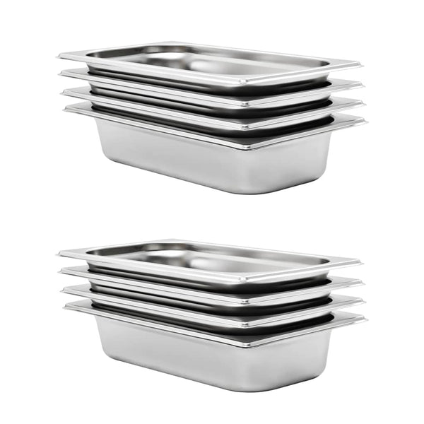 vidaXL Gastronorm Containers 8 pcs. GN 1/3 65 mm Stainless Steel