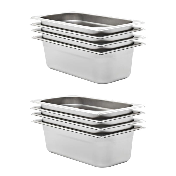 vidaXL Gastronorm Containers 8 pcs. GN 1/3 100 mm Stainless Steel