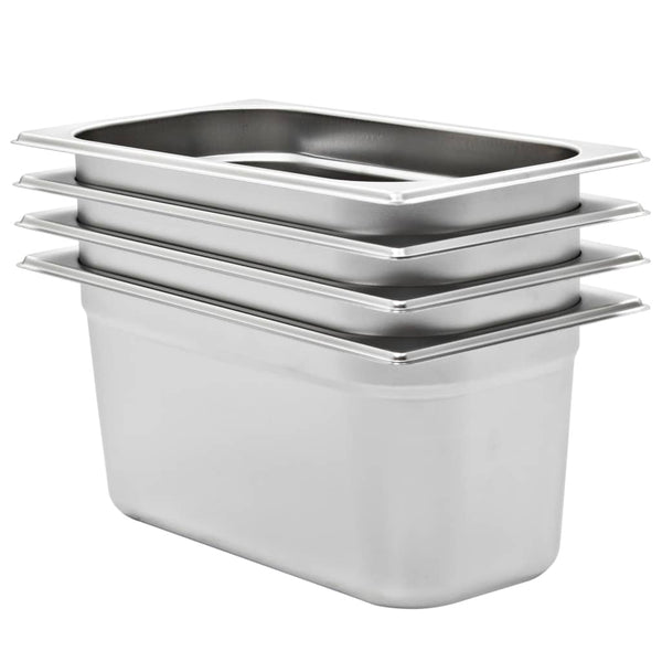 vidaXL Gastronorm Containers 4 pcs. GN 1/3 150 mm Stainless Steel