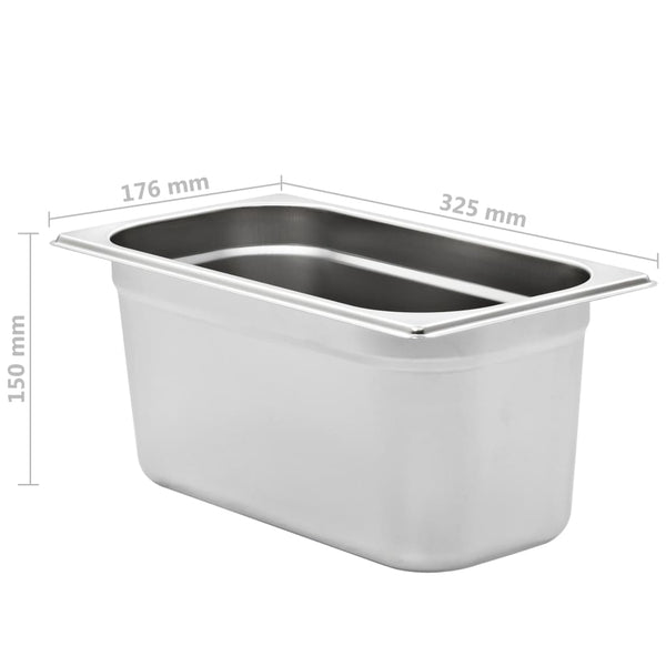 vidaXL Gastronorm Containers 4 pcs. GN 1/3 150 mm Stainless Steel