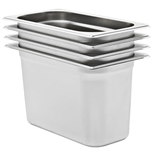vidaXL Gastronorm Containers 4 pcs. GN 1/3 200 mm Stainless Steel