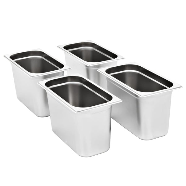 vidaXL Gastronorm Containers 4 pcs. GN 1/3 200 mm Stainless Steel