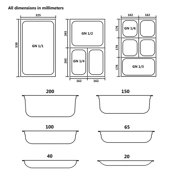 Lid for GN 1/3 container, 4 pcs, stainless steel