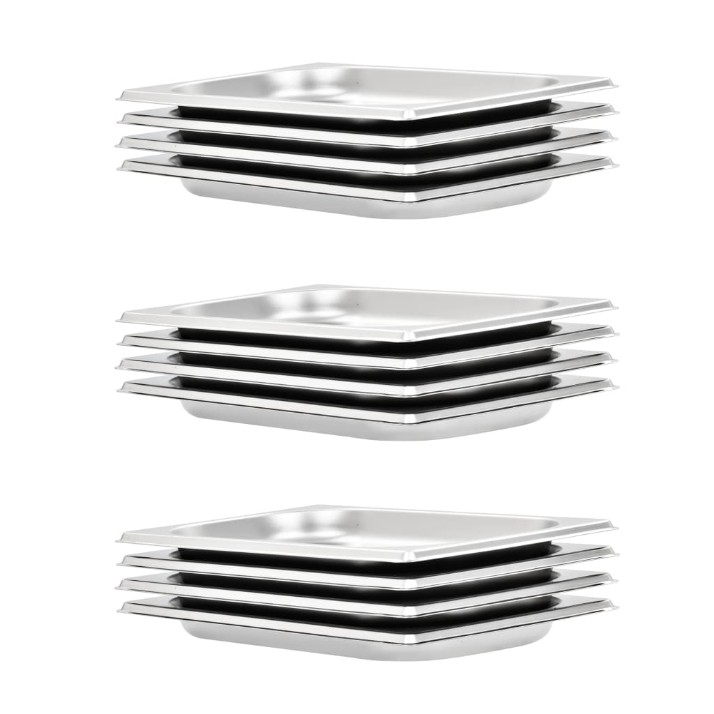vidaXL Gastronorm Containers 12 pcs. GN 1/4 20 mm Stainless Steel