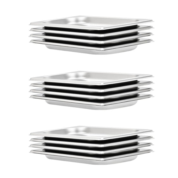 vidaXL Gastronorm Containers 12 pcs. GN 1/4 20 mm Stainless Steel