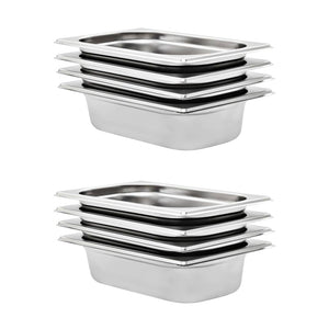 vidaXL Gastronorm Containers 8 pcs. GN 1/4 65 mm Stainless Steel