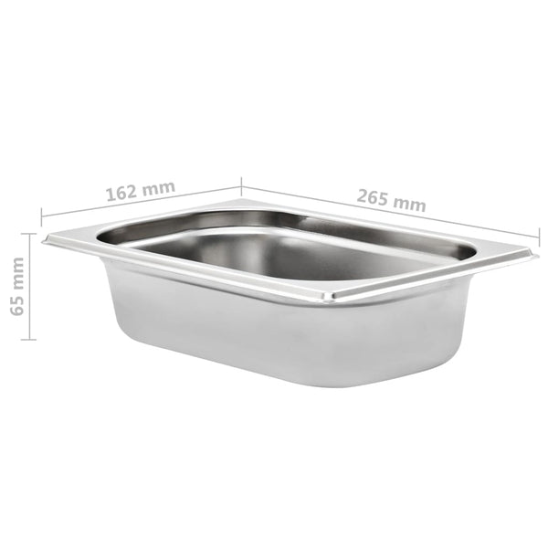 vidaXL Gastronorm Containers 8 pcs. GN 1/4 65 mm Stainless Steel
